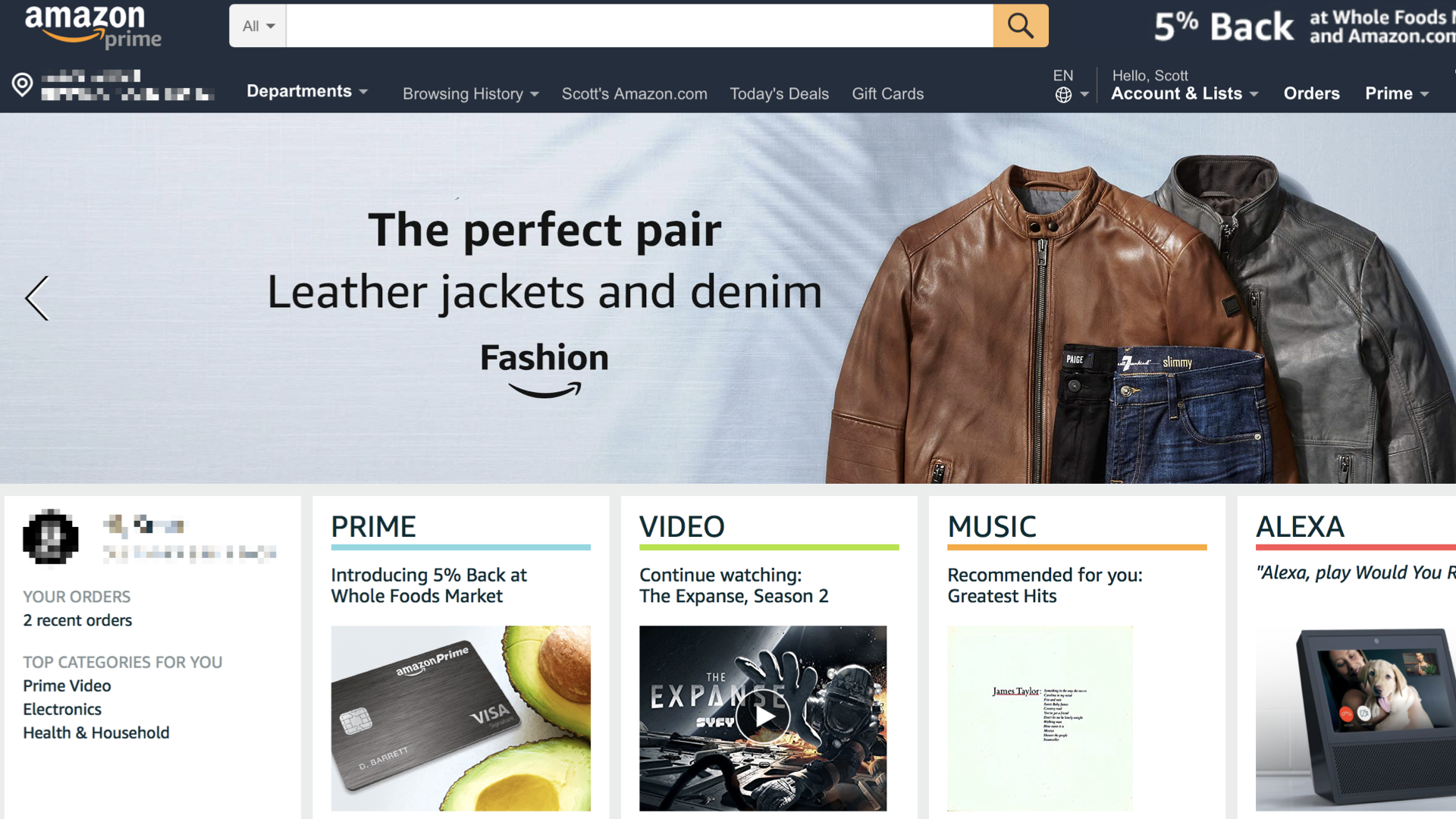 Older Amazon.com home screen.